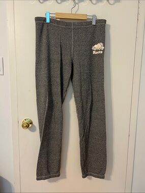 Roots Dark Heather Gray Sweatpants with Cream Logo
